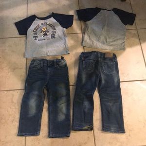 True Religion 3T jeans and shirt